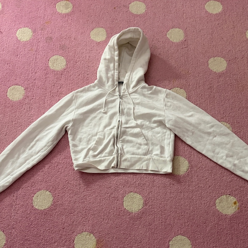 Brandy Melville White Zip Up